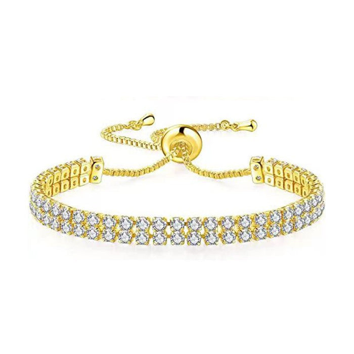 Wholesale Bracelet suit White Zircon Tennis Pull Bracelet Double Rows Diamond