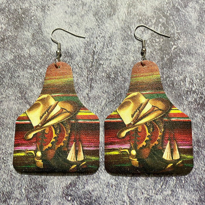 Wholesale Bohemian Western Retro Leather Drop Earrings