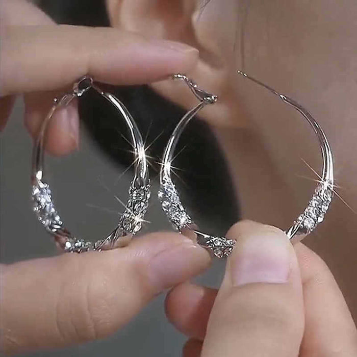 Wholesale Earrings with diamond patterned smooth surface earrings, light luxury temperament, circle personality, exaggerated earrings