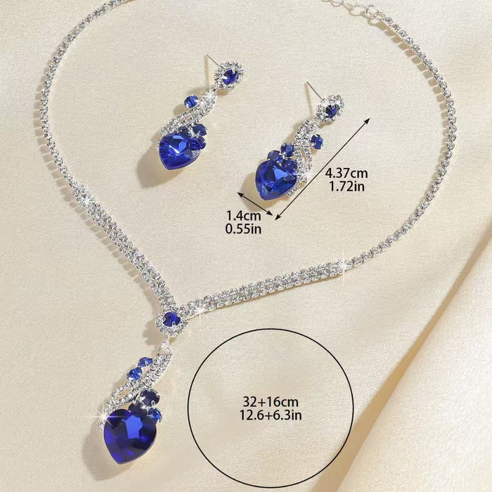 Wholesale Blue rhinestone necklace and earring set