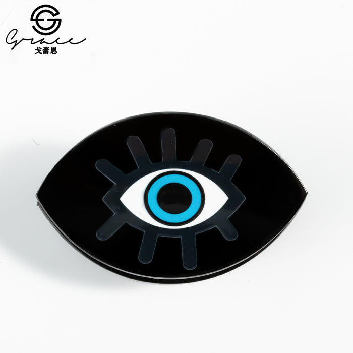 Wholesale Devil' s Eye Hairpin Black Acrylic Clip Nine Eyes Printed Hairpin Headwear Personalized Shark Clip