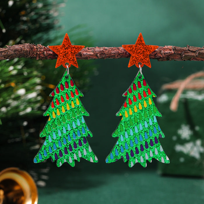 Wholesale Christmas tree earrings love acrylic earrings