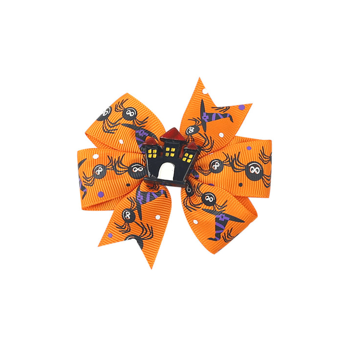 Wholesale Halloween Children's Three-layer Swallowtail Bow Fabric Hairpin JDC-HC-QiuN010