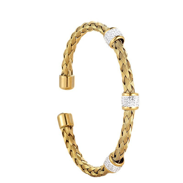 Wholesale Woven openwork zircon bangle set