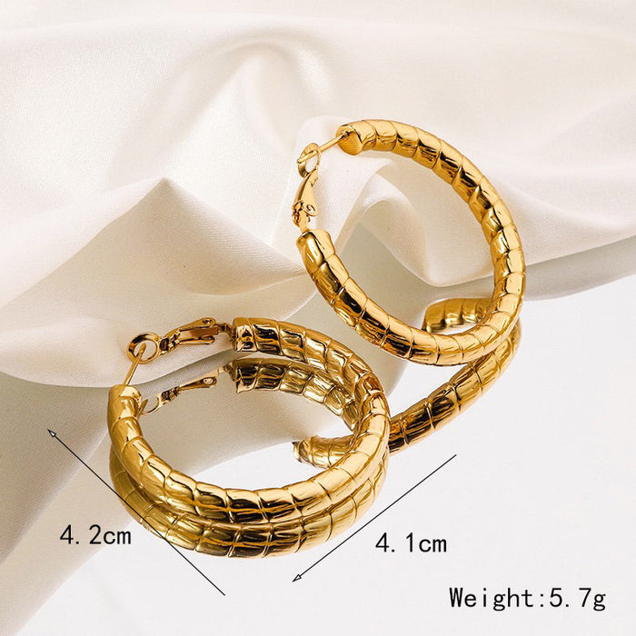 Wholesale New High-end Titanium Steel Earrings for Women with Irregular Heart Circles and 18k Gold Plated Non Fading Accessories JDC-ES-RX003