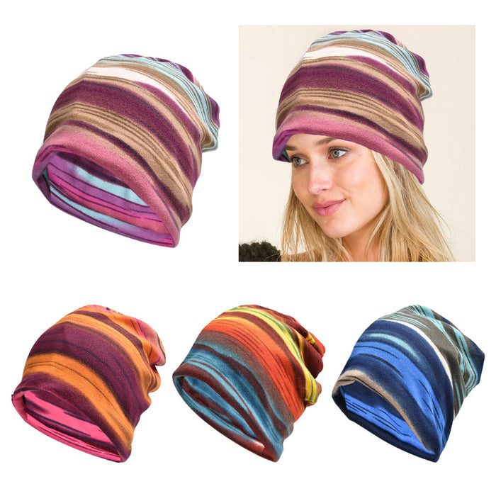 Wholesale Polyester Colorful Striped Toe Cap Outdoor Versatile Hair Pile Hat JDC-FH-WenRan002