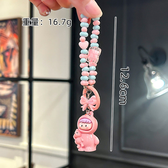 Wholesale Cartoon Doll Beaded Key Chain Cute Bag Pendant Car Decorative Chain Gift