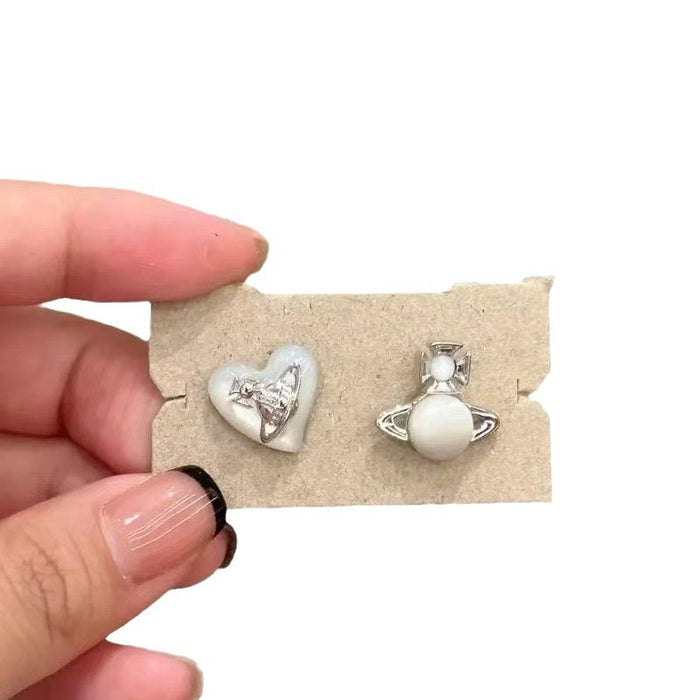 Wholesale Silver Needle  Asymmetric Saturn Earrings Women's Earrings