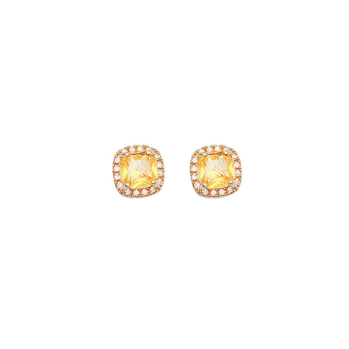 Wholesale Gold-Tone Cubic Zirconia Square Stud Earrings