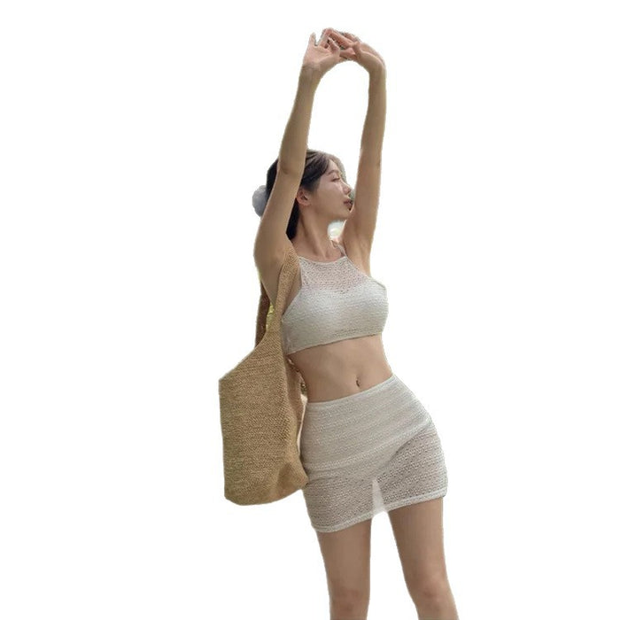 Wholesale Swimsuit women's hot spring swimsuit split bikini lace sexy hollow skirt swimsuit