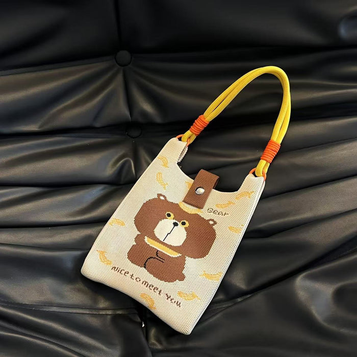 Wholesale Mobile phone bag cartoon knitted bag dopamine color matching handbag niche versatile shoulder crossbody bag
