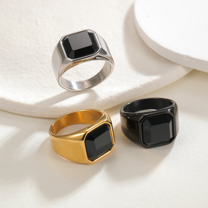 Wholesale Titanium Steel Electroplated Men' s Ring with Multi-Color Stones - Boutique Resale