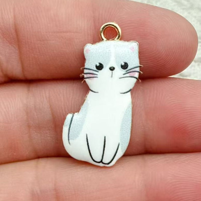 Wholesale 10pcs Cat pendant DIY handmade jewelry accessories,  alloy keychain charms,  necklace and earring accessories Pendant