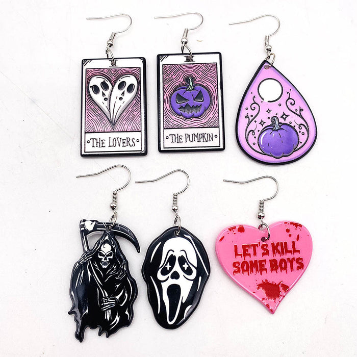 Wholesale Halloween Pumpkin Ghost Magic Frog Boiler Tarot Acrylic Earrings JDC-ES-Chengy044