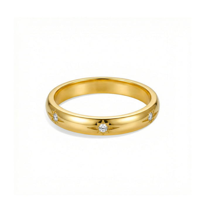 Wholesale Two-Tone Gold and Silver Green Zircon Band Ring