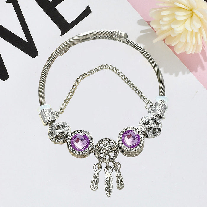 Wholesale Dreamcatcher Beaded Bracelet for Women Black Alloy Electroplated Fashion Jewelry Accessory Gift