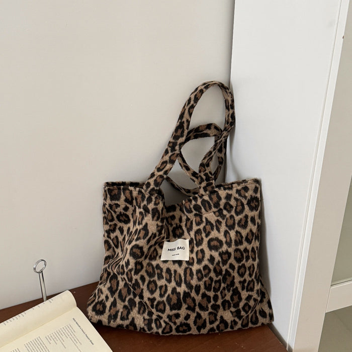 Wholesale Simple Woolen Handbag Large Capacity Classic Plaid Wool Shoulder Bag