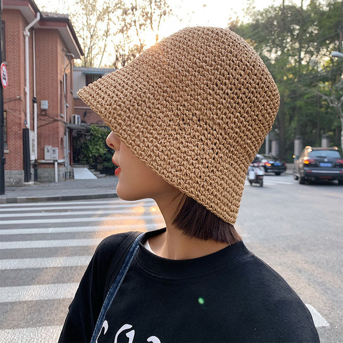Wholesale Straw Hat Fashionable Beach Sunshade Woven Fisherman Hat