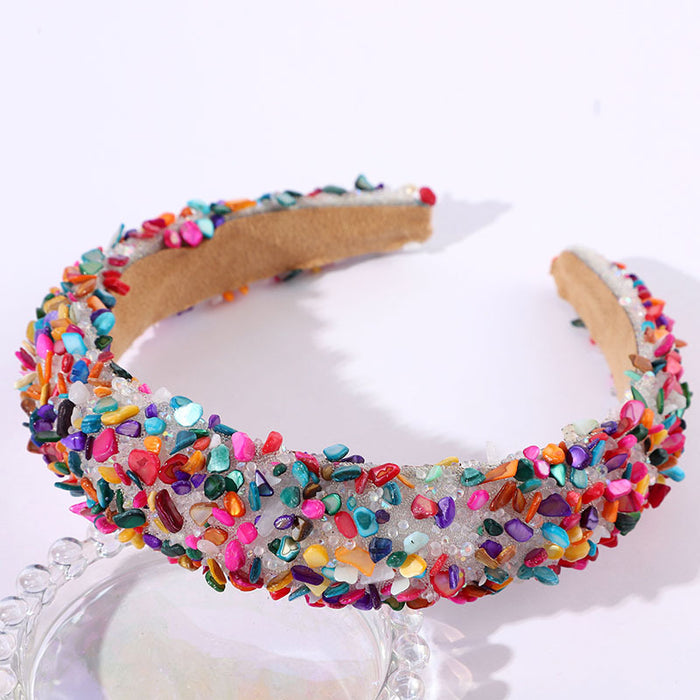 Wholesale Dopamine color headband fashionable and versatile sweet style Baroque colorful gem headband