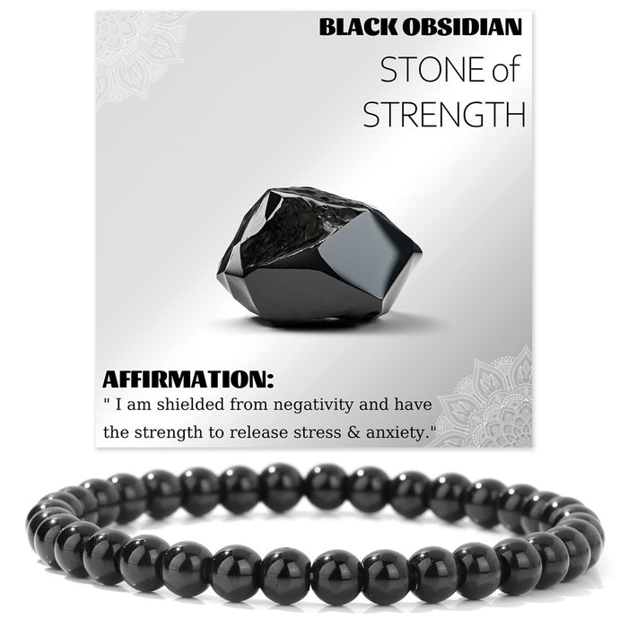 Wholesale 6mm stone bead bracelet with elastic cord card packaging