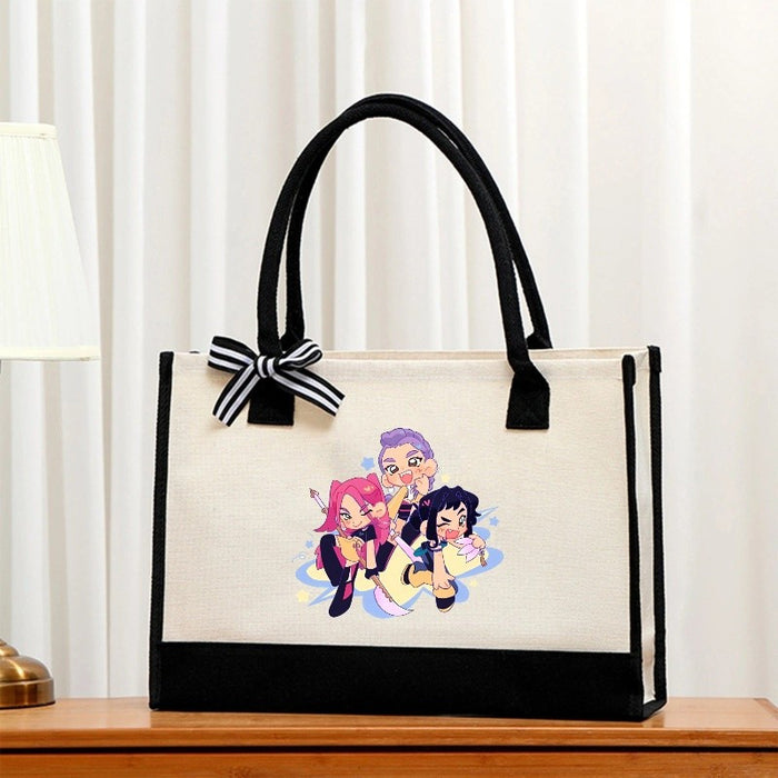 Wholesale Cartoon Print  Canvas Bag  Convenient Handheld Tote Bag
