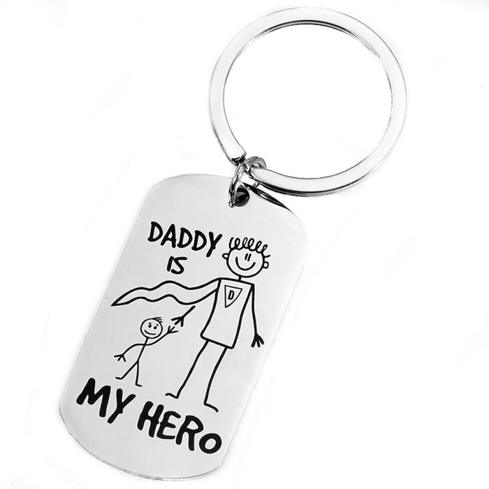 Wholesale Daddy Is My Hero Father's Day Stainless Steel Keychain JDC-KC-ShunXin003