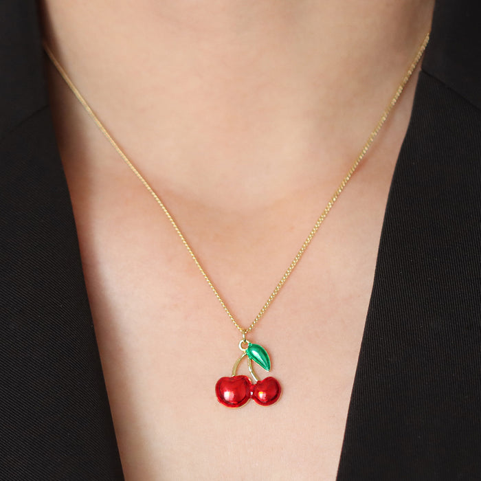 Wholesale Color Drop Oil Cherry Apple Rose Red Pepper Pendant Necklace Clavicle Chain