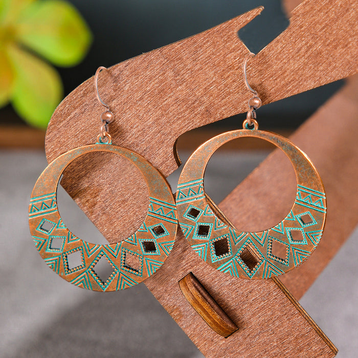 Wholesale Zinc Alloy Vintage Ethnic Bohemian Geometric Drop Earrings Women Fashion MOQ≥2