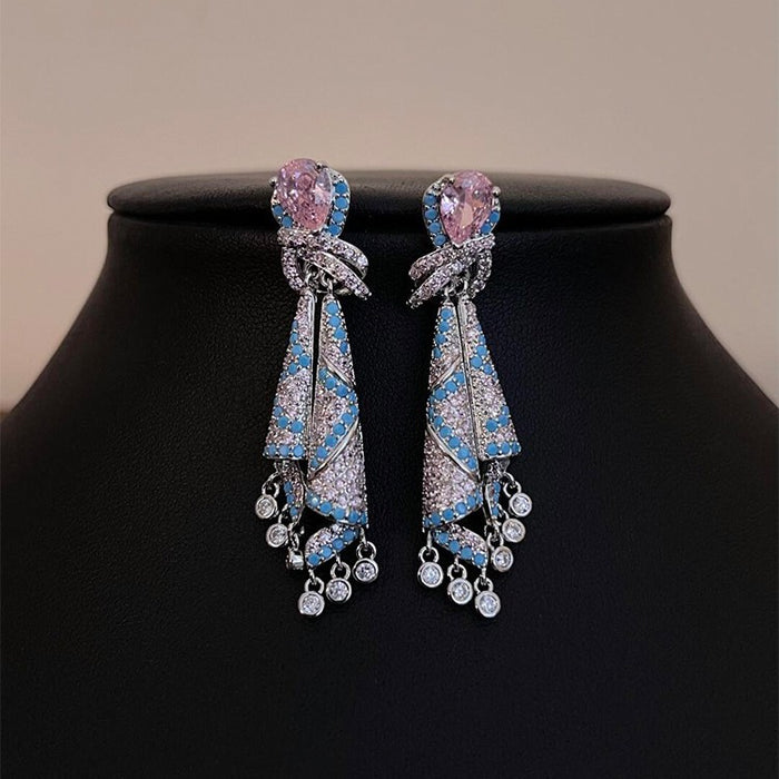 Wholesale  Color Silk Earrings Long Zircon Tassel Earrings