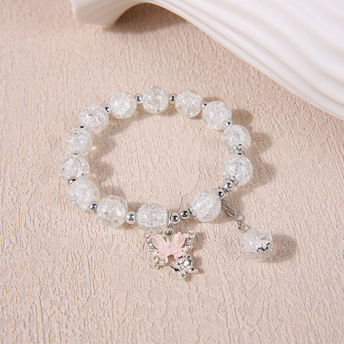 Wholesale New floral butterfly bead bracelet with niche design, crystal bracelet with trendy and versatile colorful accessories