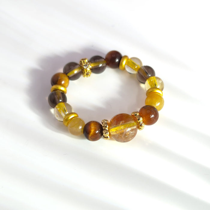Wholesale beaded ring yellow pagoda crystal citrine