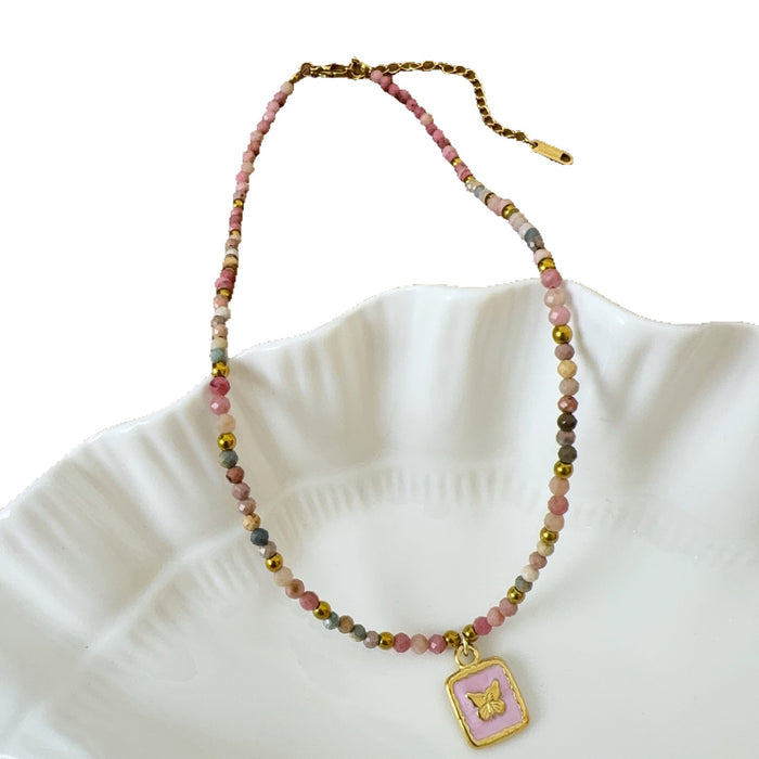 Wholesale Advanced style new natural stone bead necklace, fashionable, light luxury, niche, high-end temperament, versatile collarbone chain