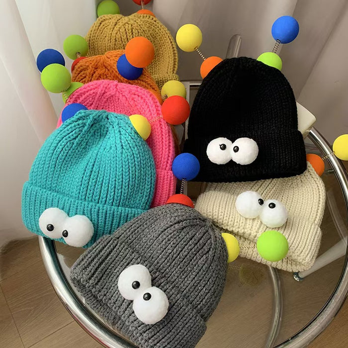 Wholesale Cartoon Big Eyes Small Monster Wool Hat for Children Autumn and Winter Cute Cute Funny Couple Knitted Hat