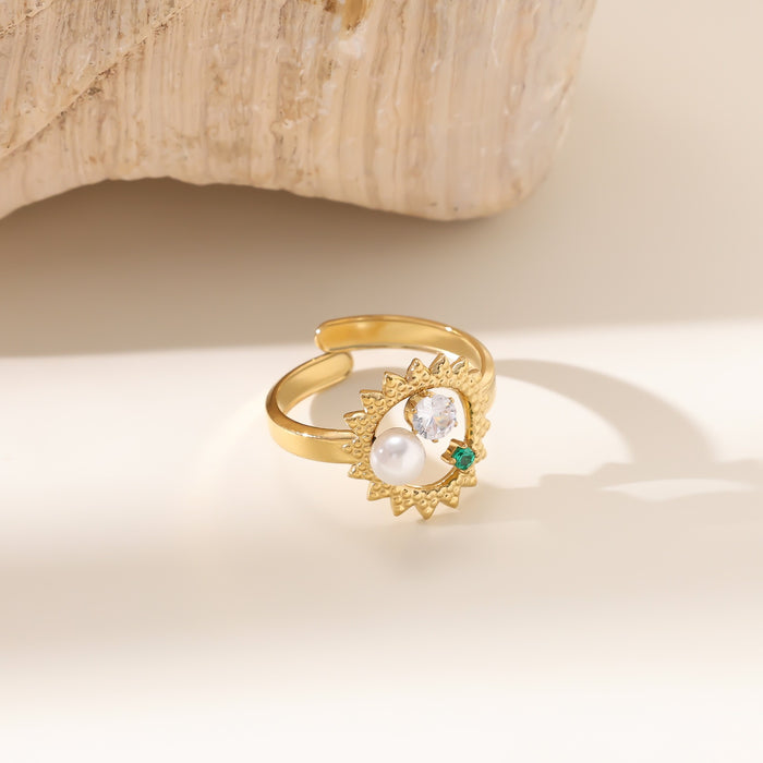 Wholesale Vintage Titanium Steel Sunshell Ring