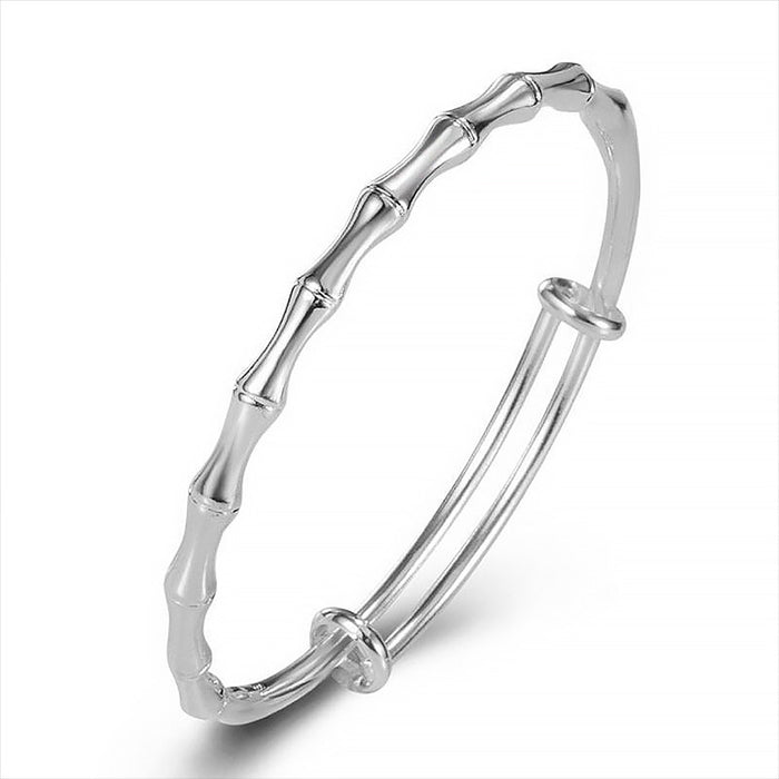 Wholesale Silver-plated bamboo bracelet, simple and comfortable lucky bamboo push-pull adjustable bracelet