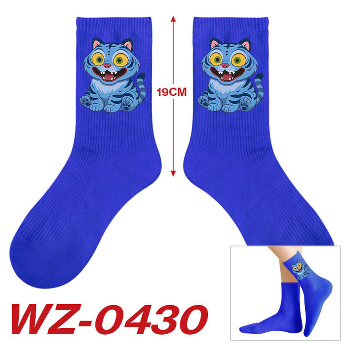 Wholesale Kpop Cute cartoon-themed printed colorful mid-calf socks