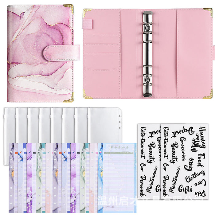 Wholesale Binder Zipper Bag Macaron Notebook Leather Pu Loose-Leaf Cash Budget Notebook