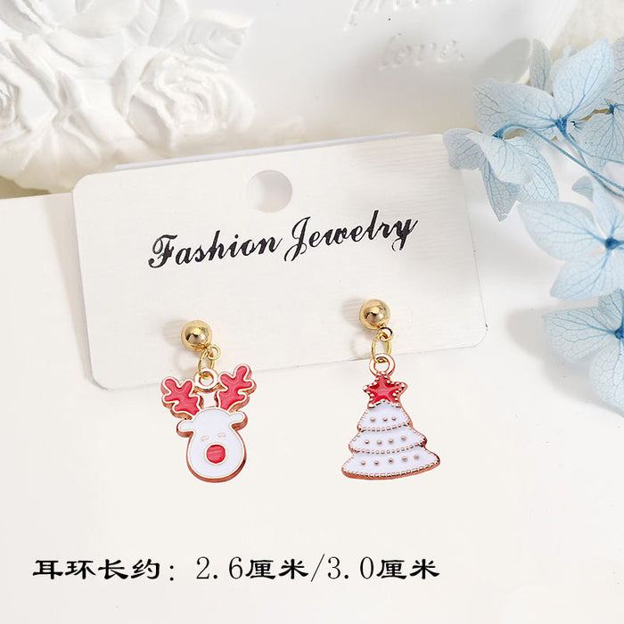Wholesale Alloy Christmas Earrings Santa Reindeer Bell Pendant Boutique Resale MOQ≥2