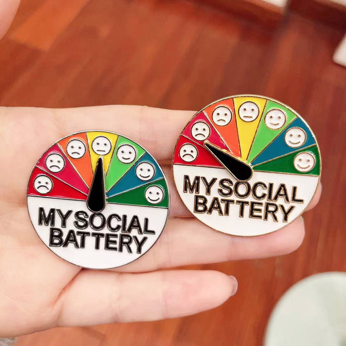 Wholesale Social power brooch emotion management energy metal badge sliding rotating expression badge bag accessories