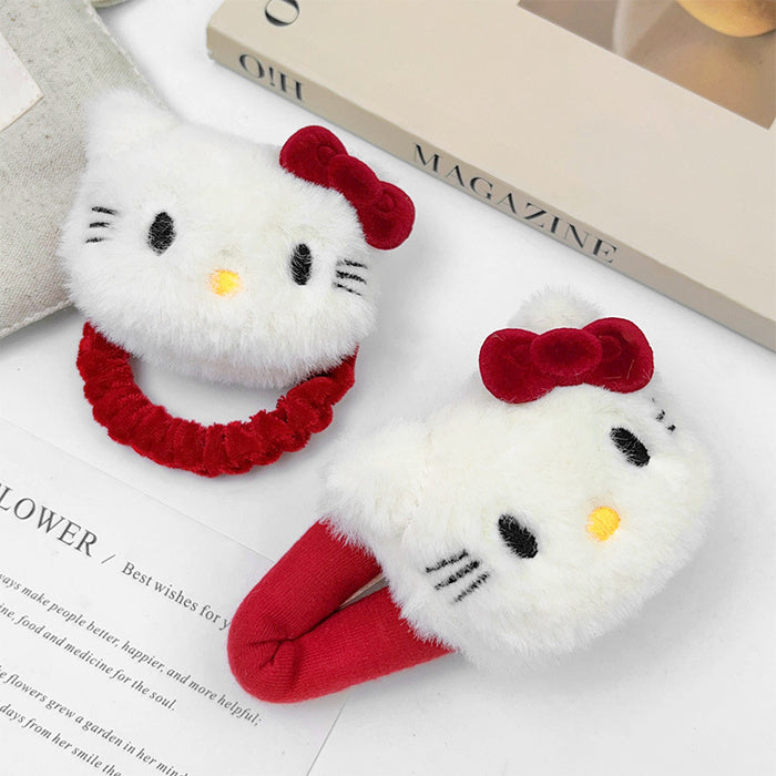 Wholesale Cute plush hair clips ponytail hair ties and cartoon snap clips