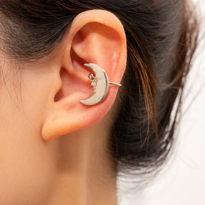 Wholesale Fashionable alloy earrings with light luxury and high-end feel, flower moon sun ear clip, ear bone clip