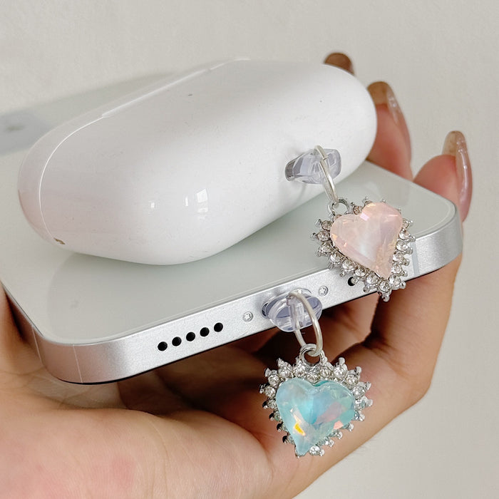 Wholesale Alloy full diamond heart crystal pendant Mobile Phone Stands charm