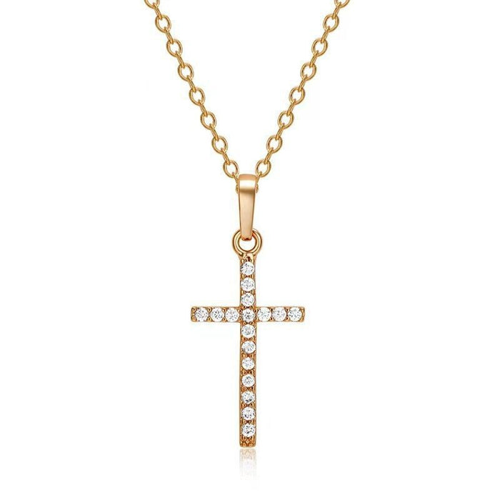 Wholesale Cross Pendant with Zirconia Stainless Steel Necklace JDC-NE-ChengHan006