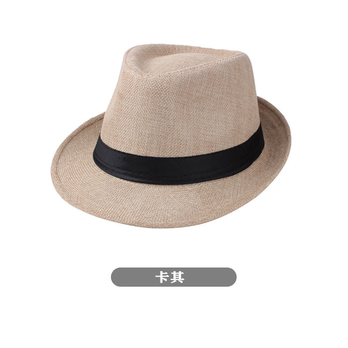 Wholesale Spring and Summer Hats Men's Solid Color Linen Hats Casual Couple Hats Sun Hats Jazz Hats Straw Hats Sunshade JDC-SH-DG002