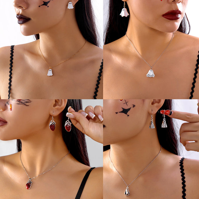 Wholesale  bleeding heart necklace and earrings set all-match ghost  jewelry