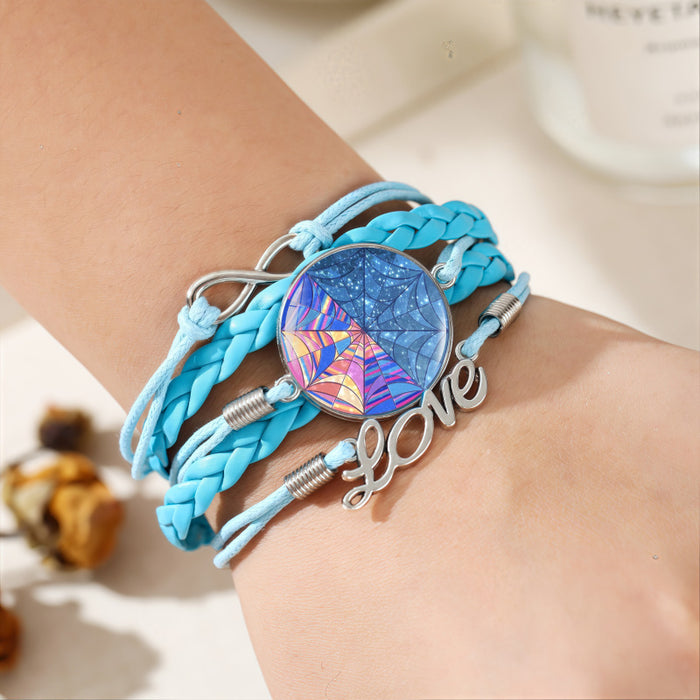 Wholesale Leather multi-layered blue woven jewelry bracelet