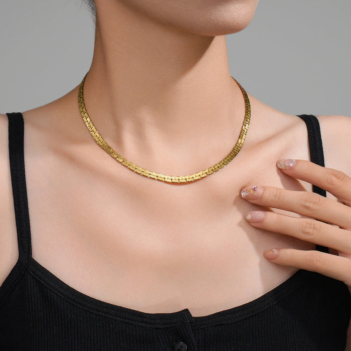 Wholesale 2pcs Stacked necklaces,  plain chain,  snake bone,  titanium steel chain