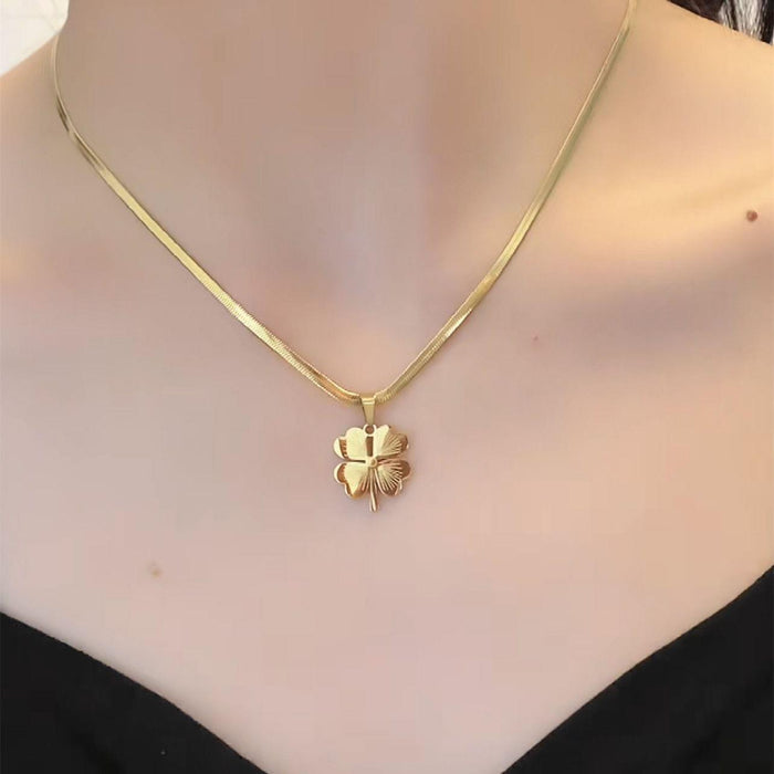 Wholesale Four Leaf Clover Stainless Steel Necklace JDC-NE-Shengh001