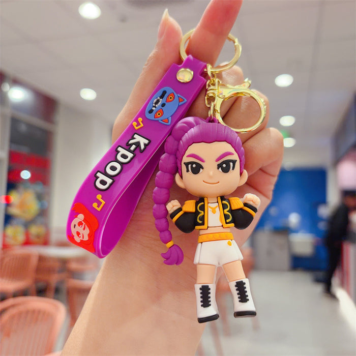 Wholesale Witch Hunter Group Keychain Pendant Purple Hair Bag Charm Trendy MOQ≥2