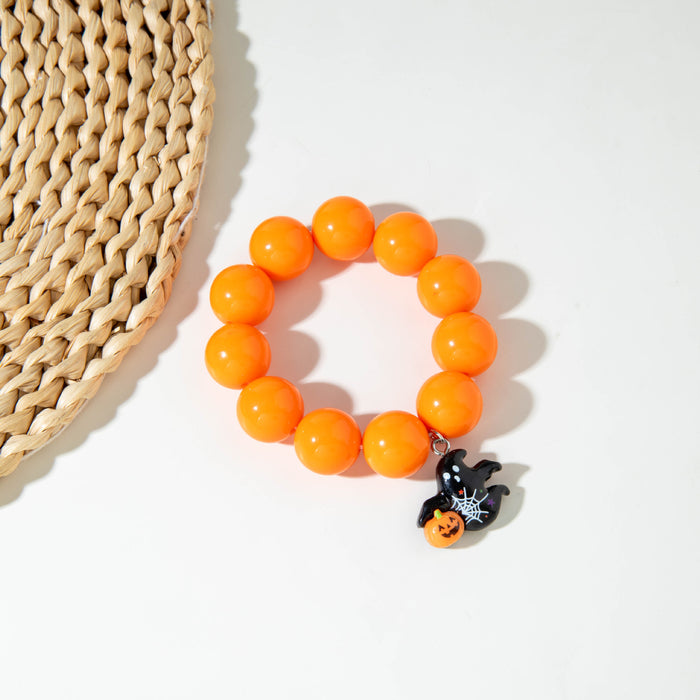 Wholesale  Creative Pumpkin Color Ghost Necklace Colorful Funny Beaded Acrylic Bracelet for Women